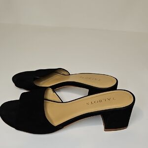 Talbots Black Suede Sandals With Heel Size 8